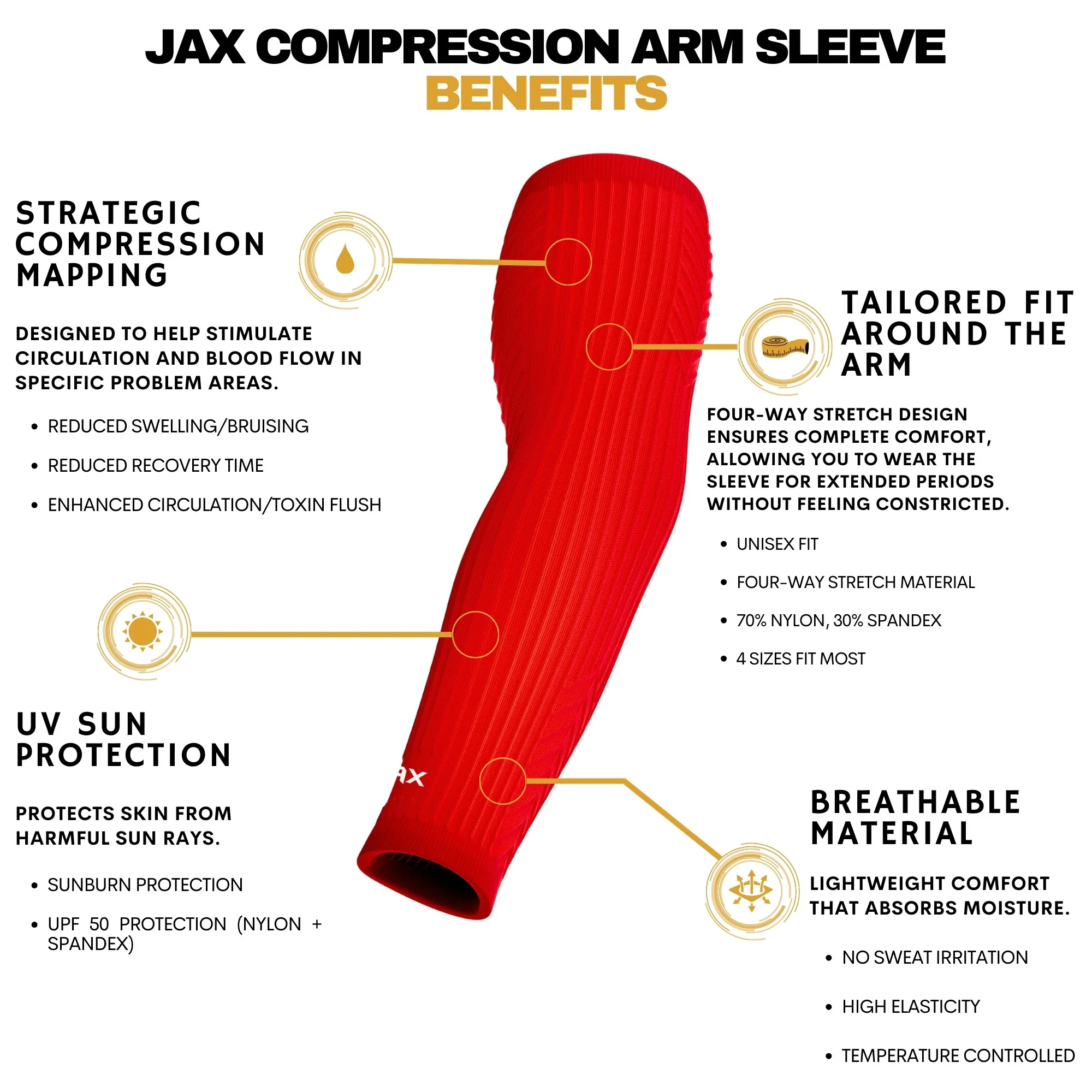 Jax | Restore Recovery Premium Arm Sleeve - Red - Image 4